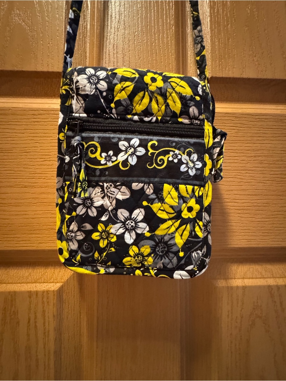Quilted Floral Crossbody in Navy, Lime & Light Blue